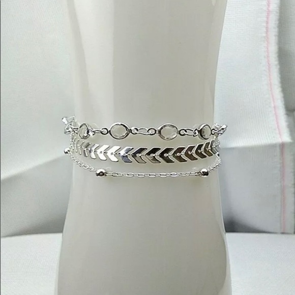 Silver Stack Anklets Set - Picture 2 of 4
